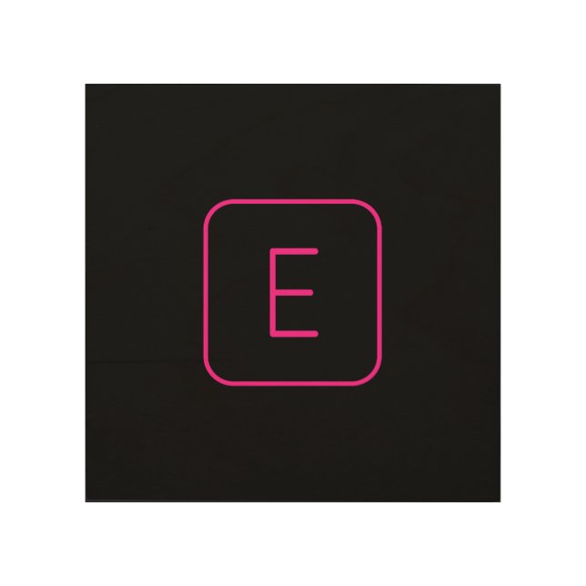 Modern Styled Initial Monogram | Pink & Black Wood Wall Art (Front)