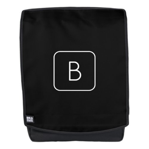 Modern Styled Initial Monogram  White  Black Backpack