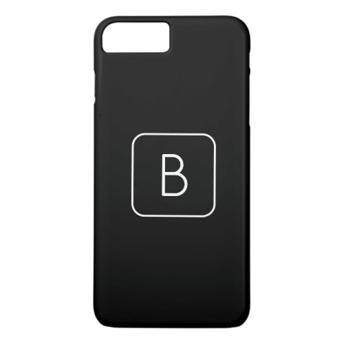 Modern Styled Initial Monogram  White  Black iPhone 8 Plus7 Plus Case