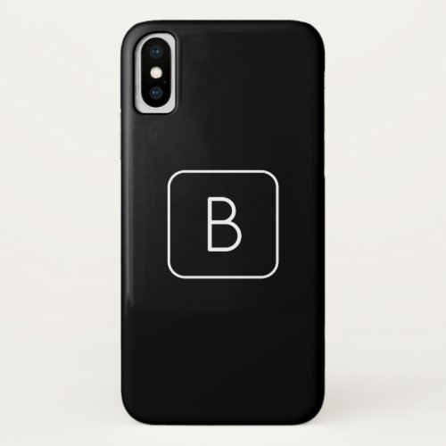 Modern Styled Initial Monogram  White  Black iPhone X Case