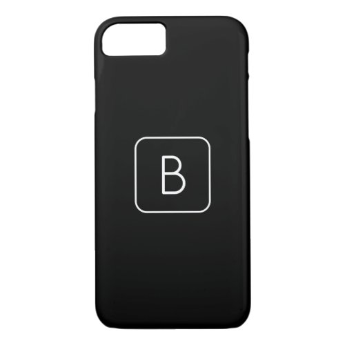 Modern Styled Initial Monogram  White  Black iPhone 87 Case