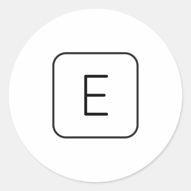 Modern Styled Initial Monogram | White & Black Classic Round Sticker (Front)