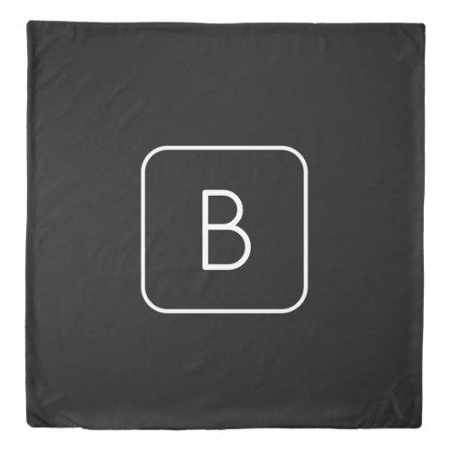 Modern Styled Initial Monogram  White  Black Duvet Cover