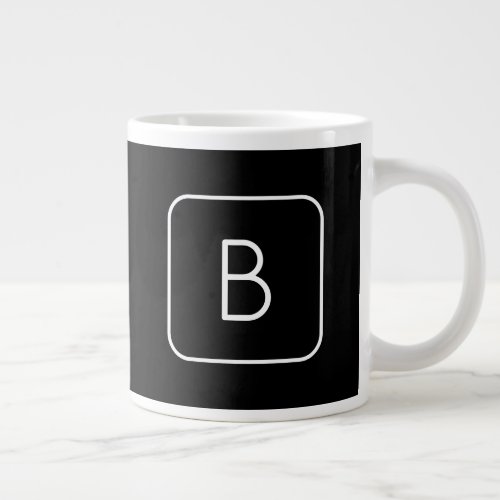 Modern Styled Initial Monogram  White  Black Giant Coffee Mug