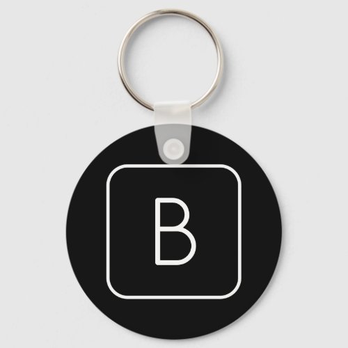 Modern Styled Initial Monogram  White  Black Keychain