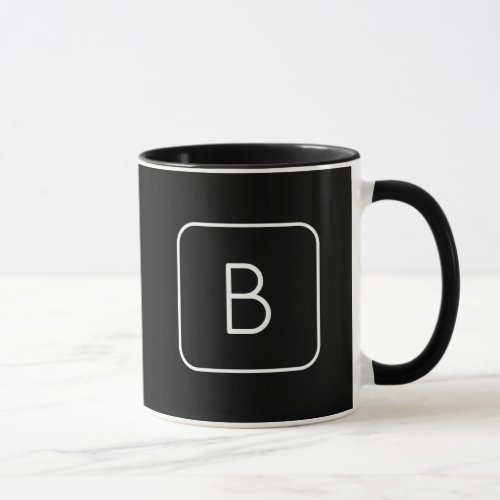 Modern Styled Initial Monogram  White  Black Mug