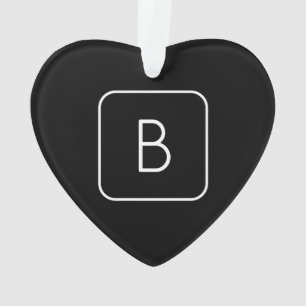 Modern Styled Initial Monogram   White & Black Ornament