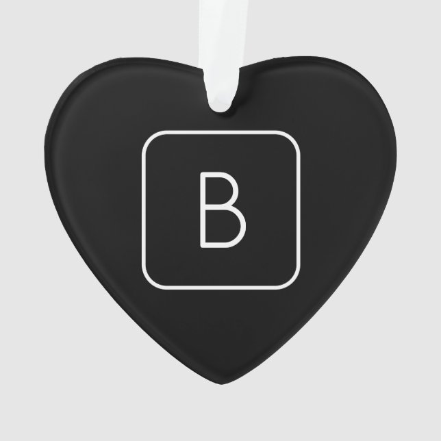 Modern Styled Initial Monogram | White & Black Ornament (Back)