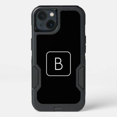 Modern Styled Initial Monogram  White  Black iPhone 13 Case