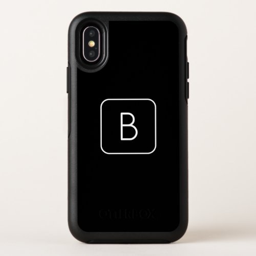 Modern Styled Initial Monogram  White  Black OtterBox Symmetry iPhone X Case