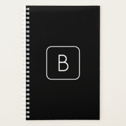 Modern Styled Initial Monogram | White &amp; Black Planner