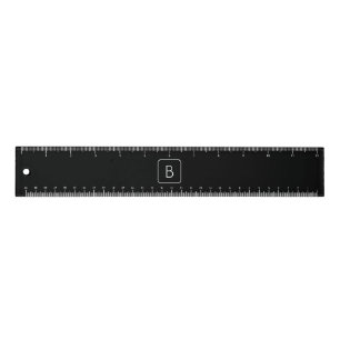 Modern Styled Initial Monogram White & Black Ruler