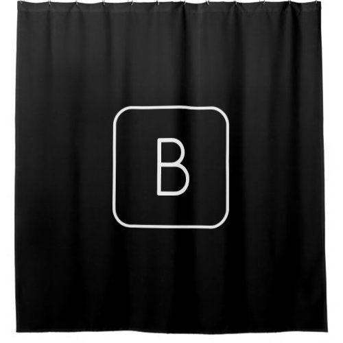 Modern Styled Initial Monogram  White  Black Shower Curtain