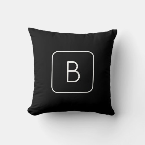 Modern Styled Initial Monogram  White  Black Throw Pillow