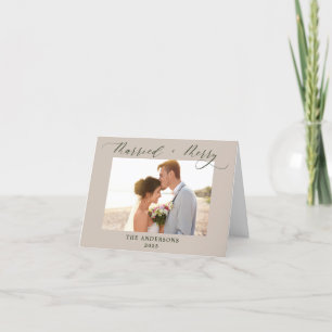 Modern Stylish2 Photo Merry and Married Christmas Thank You Card