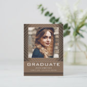 Modern Stylish 1 Photo Brown Tan Grad Announcement Postcard (Standing Front)