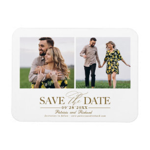 Modern Stylish 2 Photo Wedding Save The Date Magnet
