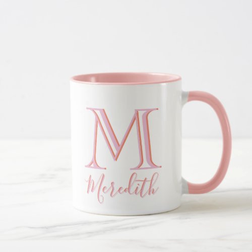Modern Stylish 3D Monogram Custom Name  Mug