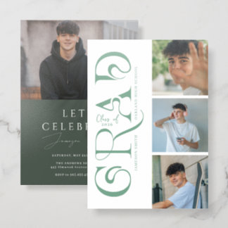 Modern Stylish 4 Photo Graduation Invitation