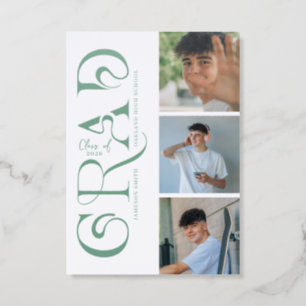 Modern Stylish 4 Photo Graduation Invitation