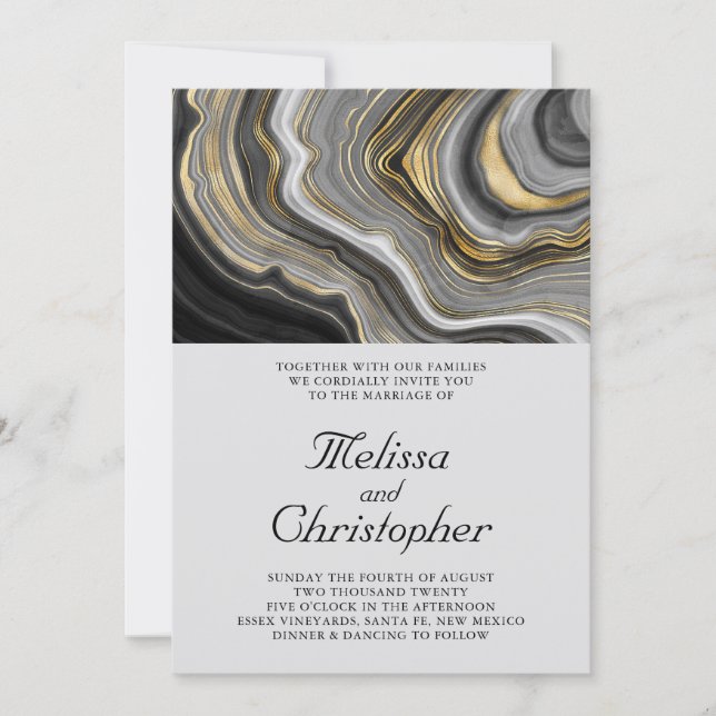 Modern Stylish Agate Geode Pattern Wedding Invitation (Front)