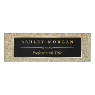 Modern Stylish and Fashionable Beauty Gold Glitter Name Tag