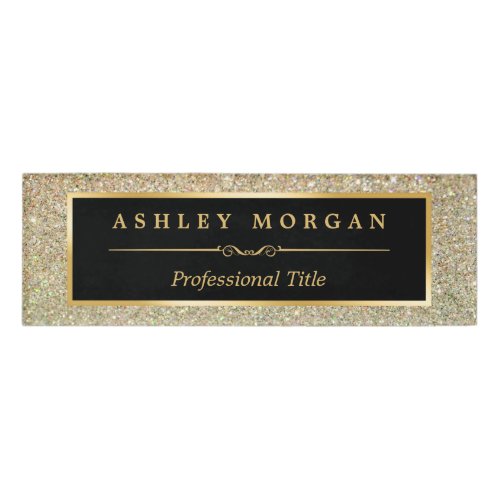 Modern Stylish and Fashionable Beauty Gold Glitter Name Tag