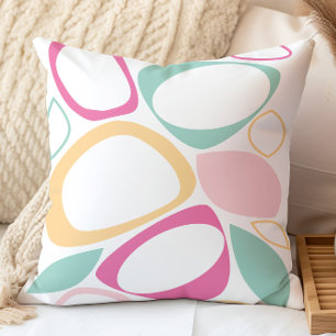 Modern Stylish Aqua Pink Yellow Abstract Pattern Throw Pillow