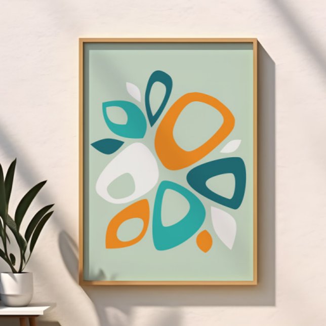 Modern Stylish Aqua Teal Orange Abstract Pattern Poster (Creator Uploaded)