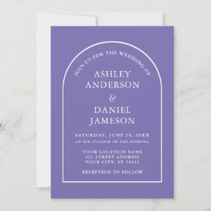 Modern Stylish Arch Periwinkle Wedding Invitation