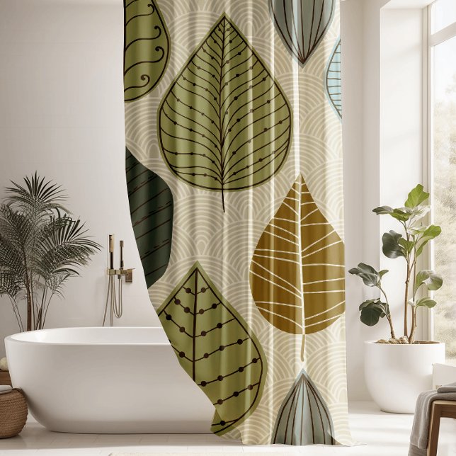 Modern & Stylish Autumn Falling Leaves Floral Shower Curtain (Creator Uploaded)