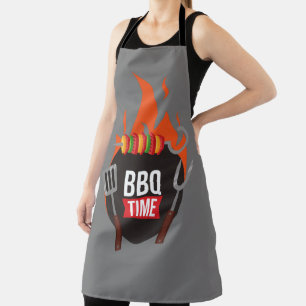 Modern stylish BBQ Time grill chef cook cool grey Apron