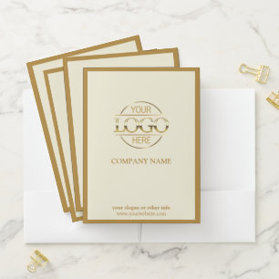 Modern Stylish Beige Business Logo Documents Pocket Folder