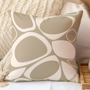 Modern Stylish Beige Cream Abstract Pattern Throw Pillow