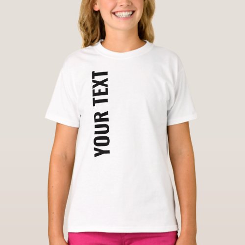Modern Stylish Big Large Font White Kids Girls T_Shirt