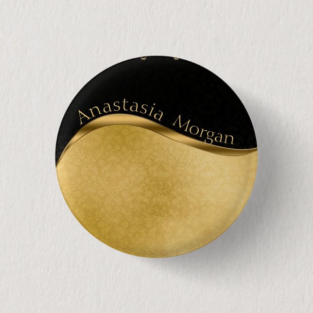 Modern Stylish, Black and Gold  Button (Front)