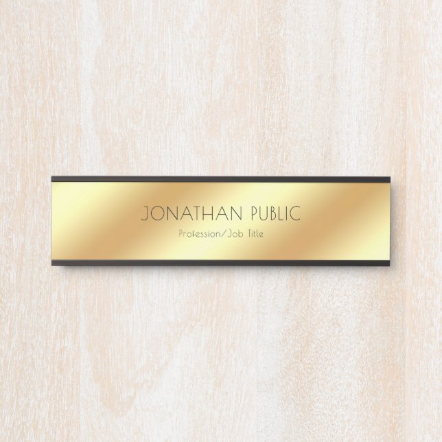 Modern Stylish Black And Gold Design Glamorous Door Sign (Front)