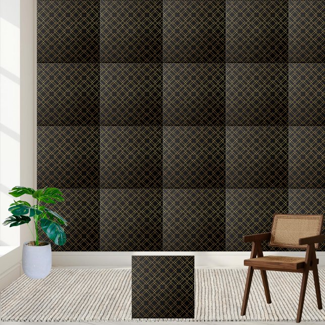 Modern Stylish Black and Gold Geometric Tile (Modern Stylish Black and Gold Geometric Tile)