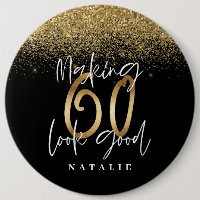 Modern stylish black and gold glitter 60 birthday