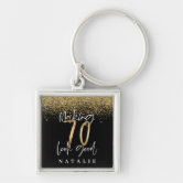 Elegant 70th Birthday Party Favors Personalized Keychain