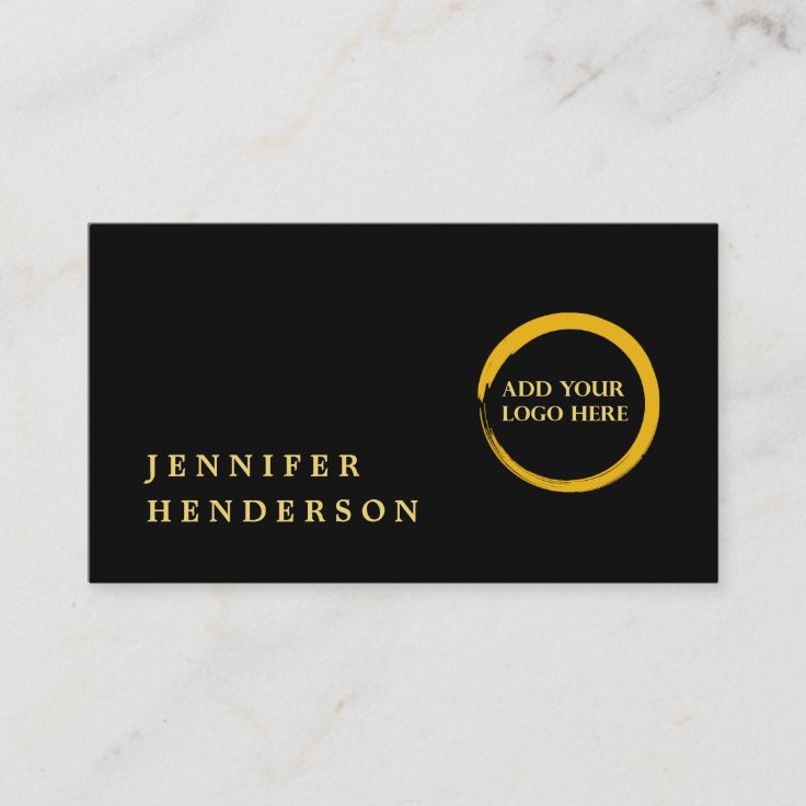 Modern stylish black and gold logo professional business card | Zazzle