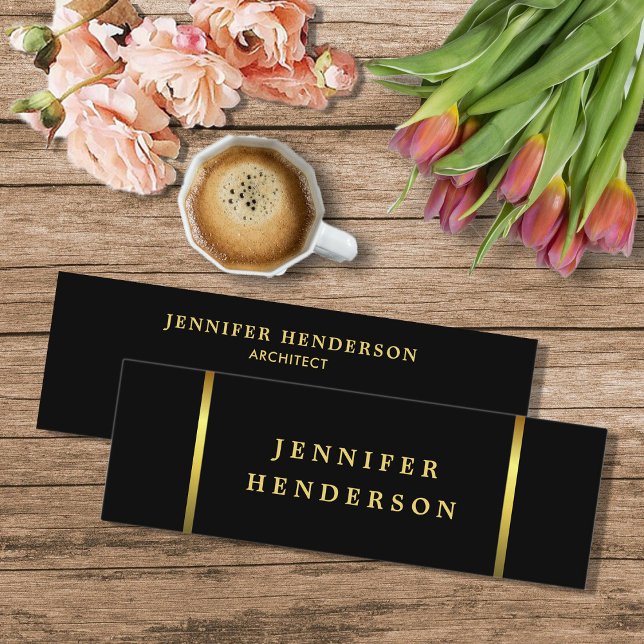 Modern stylish black and gold professional mini business card (Modern elegant stylish black and gold professional mini business card.)