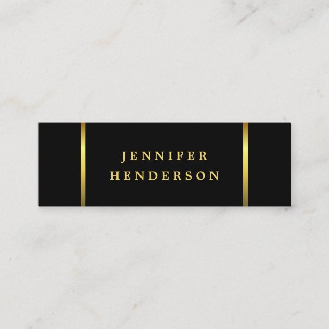 Modern stylish black and gold professional mini business card (Front)