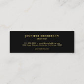 Modern stylish black and gold professional mini business card (Back)