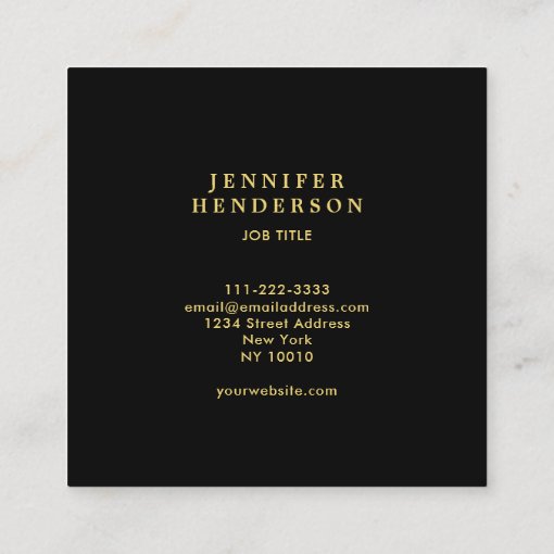 Modern stylish black and gold professional square business card | Zazzle