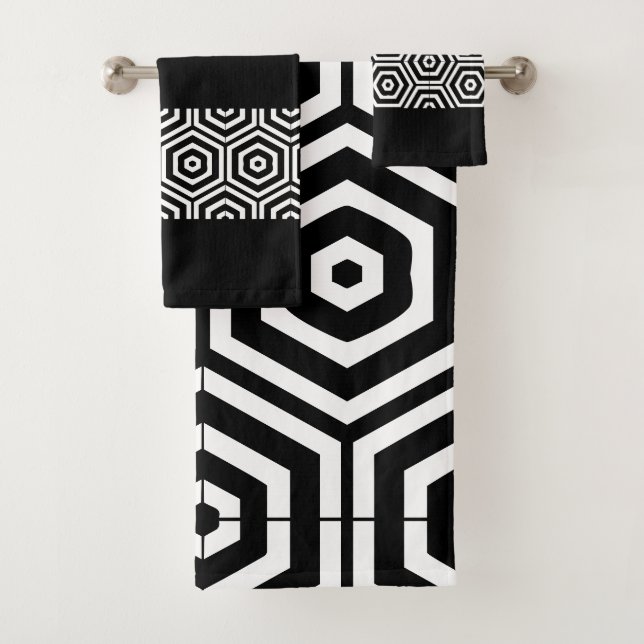 Modern stylish Black and white bathroom Bath Towel Set (Insitu)