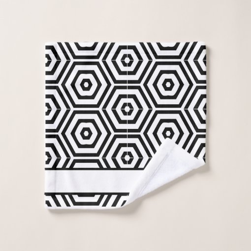 Modern stylish Black and white bathroom geometric Bath Towel Set Zazzle