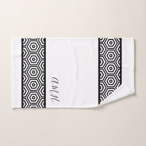 Modern stylish Black and white bathroom geometric Bath Towel Set Zazzle