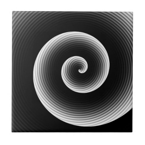 Modern Stylish Black and White Twirl Ceramic Tile