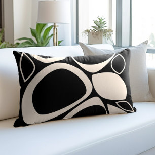 Modern Stylish Black Cream Abstract Pattern Accent Pillow